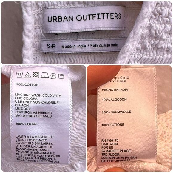 Urban Outfitters Luca Smocked Long Sleeve Top in White | Small - Picture 7 of 8